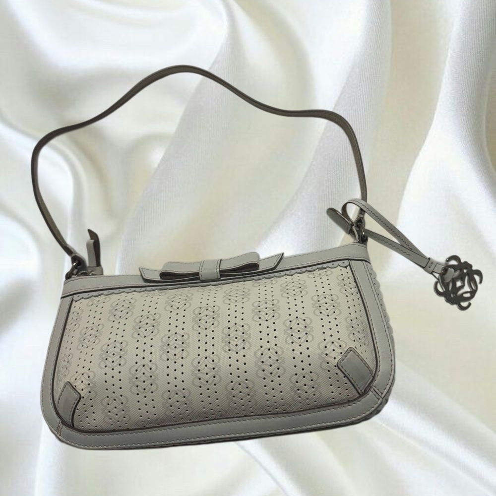 Vintage Loewe Gray Quilted Leather Shoulder Bag